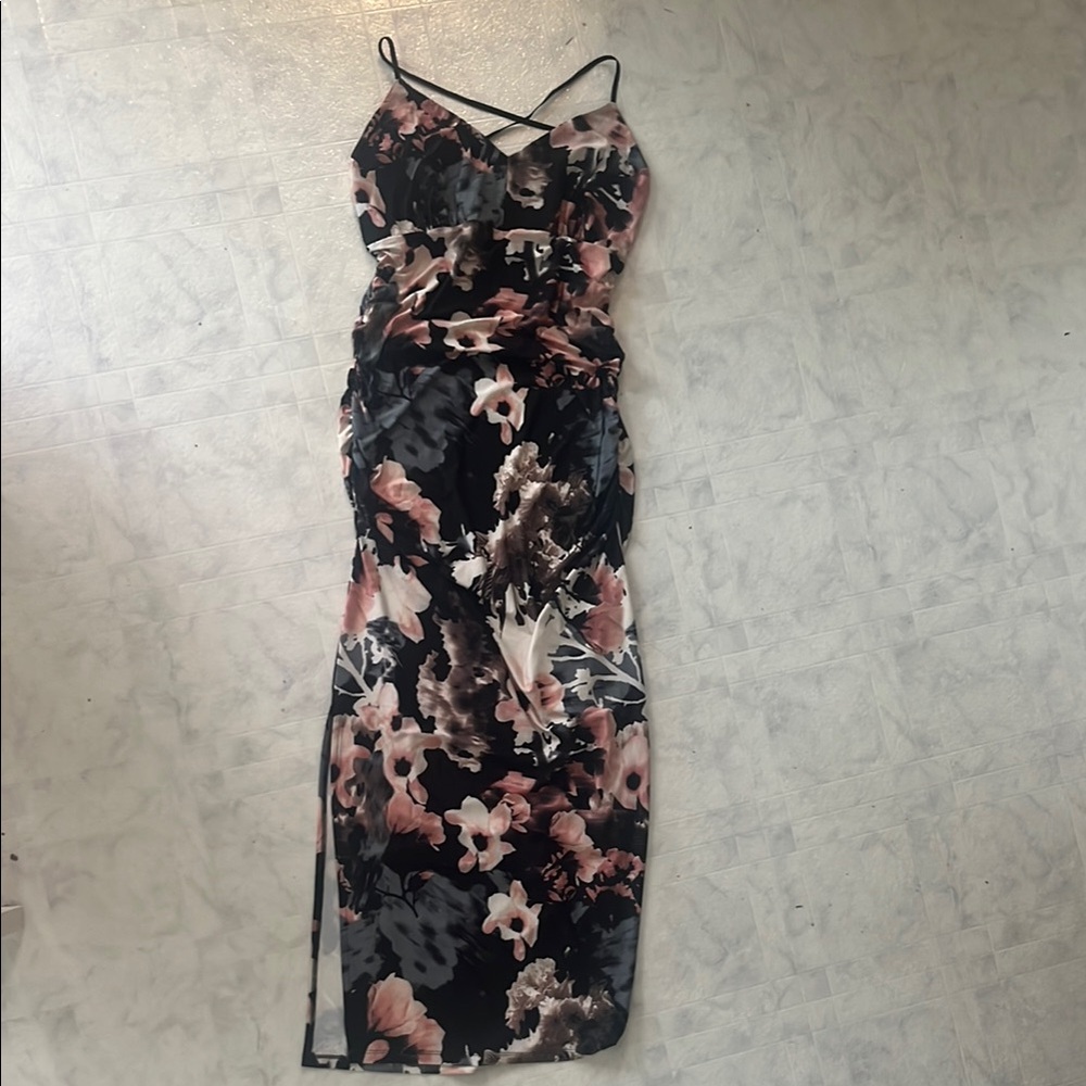 Black and Pink Spaghetti Strap Bodycon Maxi Dress